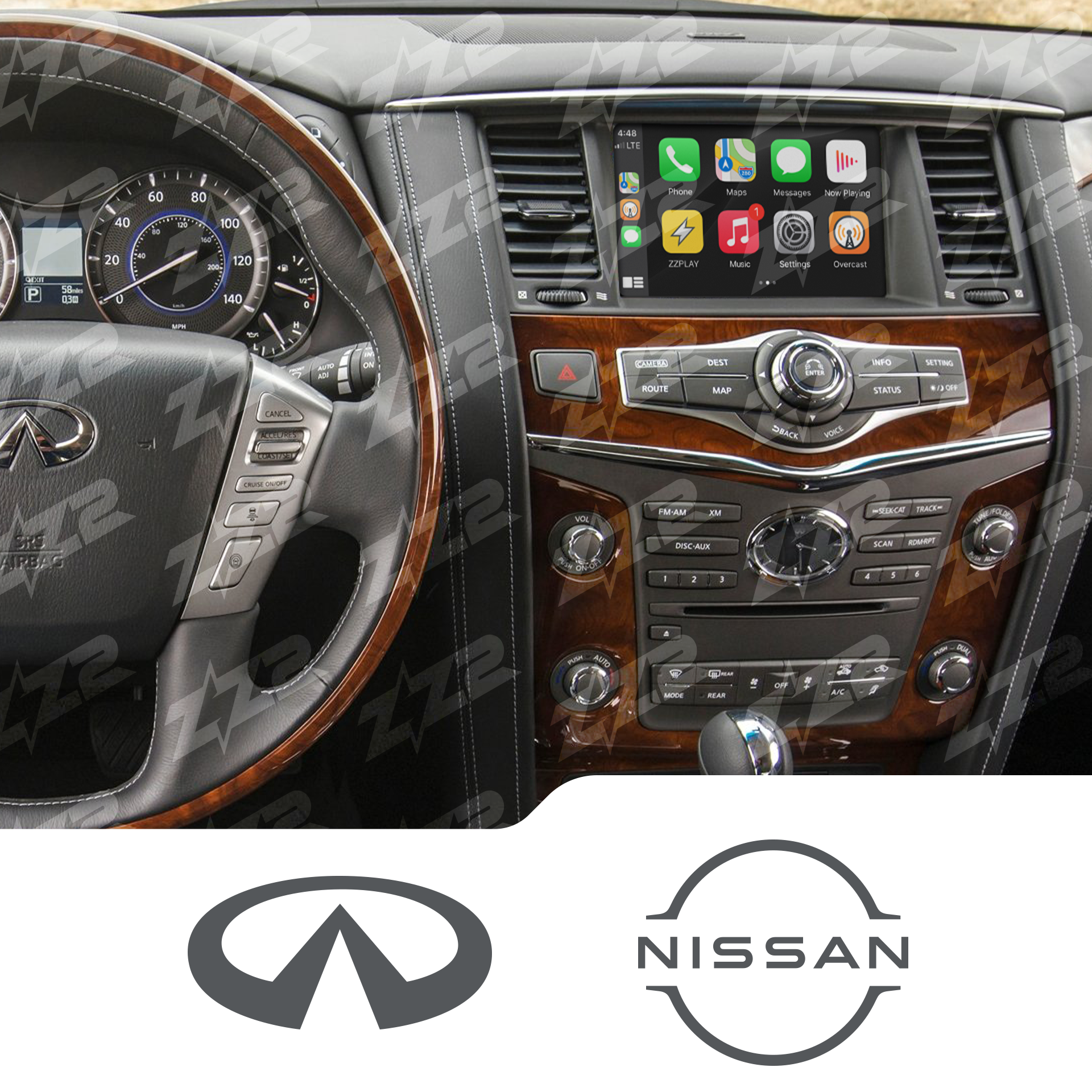 IT2-INF-Q70 ZZPLAY Wireless CarPlay Android Auto and Cameras Input