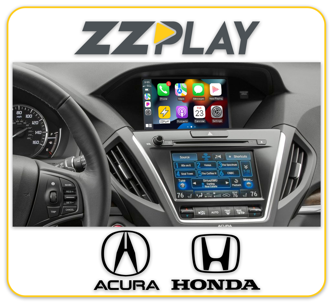 ITZ-ACURA-A ZZPLAY Wireless CarPlay Android Auto and Cameras Input Integration Kit